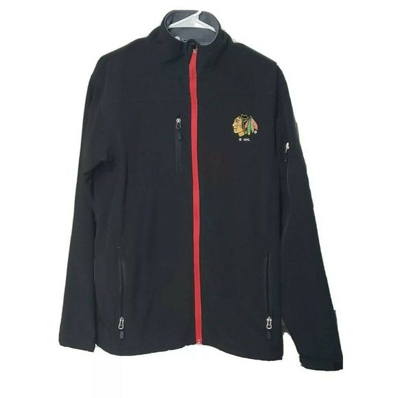 Chicago Blackhawks NHL Mens Black Track Jacket Knights Apparel, Inc. Size Medium - Picture 1 of 4